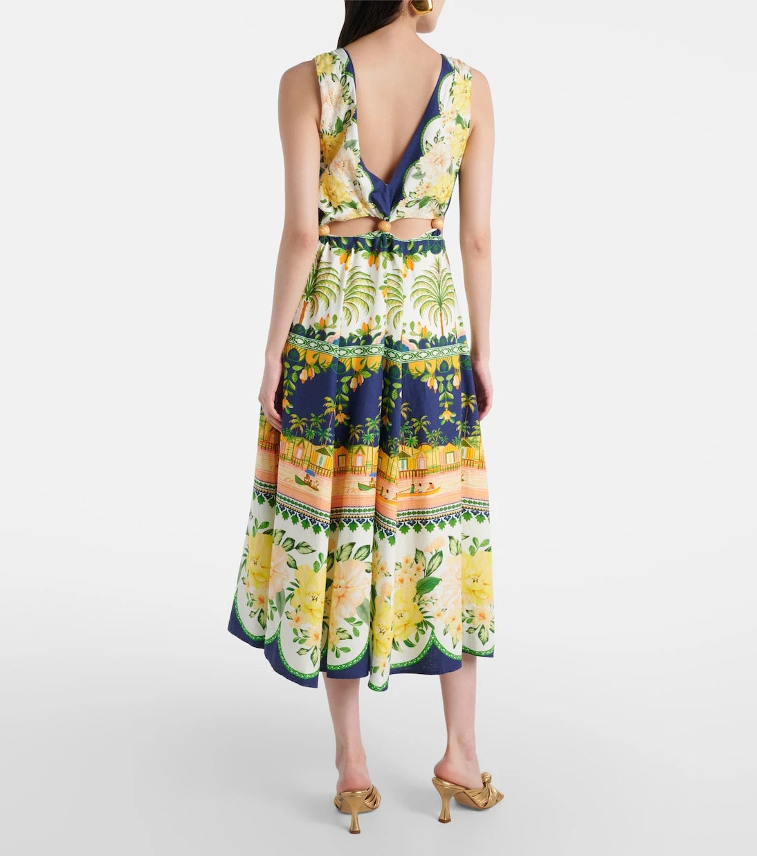 Farm Rio - Embellished cutout printed midi dress