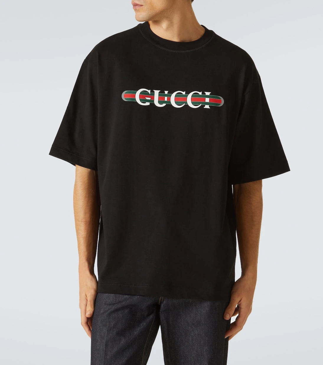 Gucci - تي شيرت جيرسيه قطني بشعار العلامة