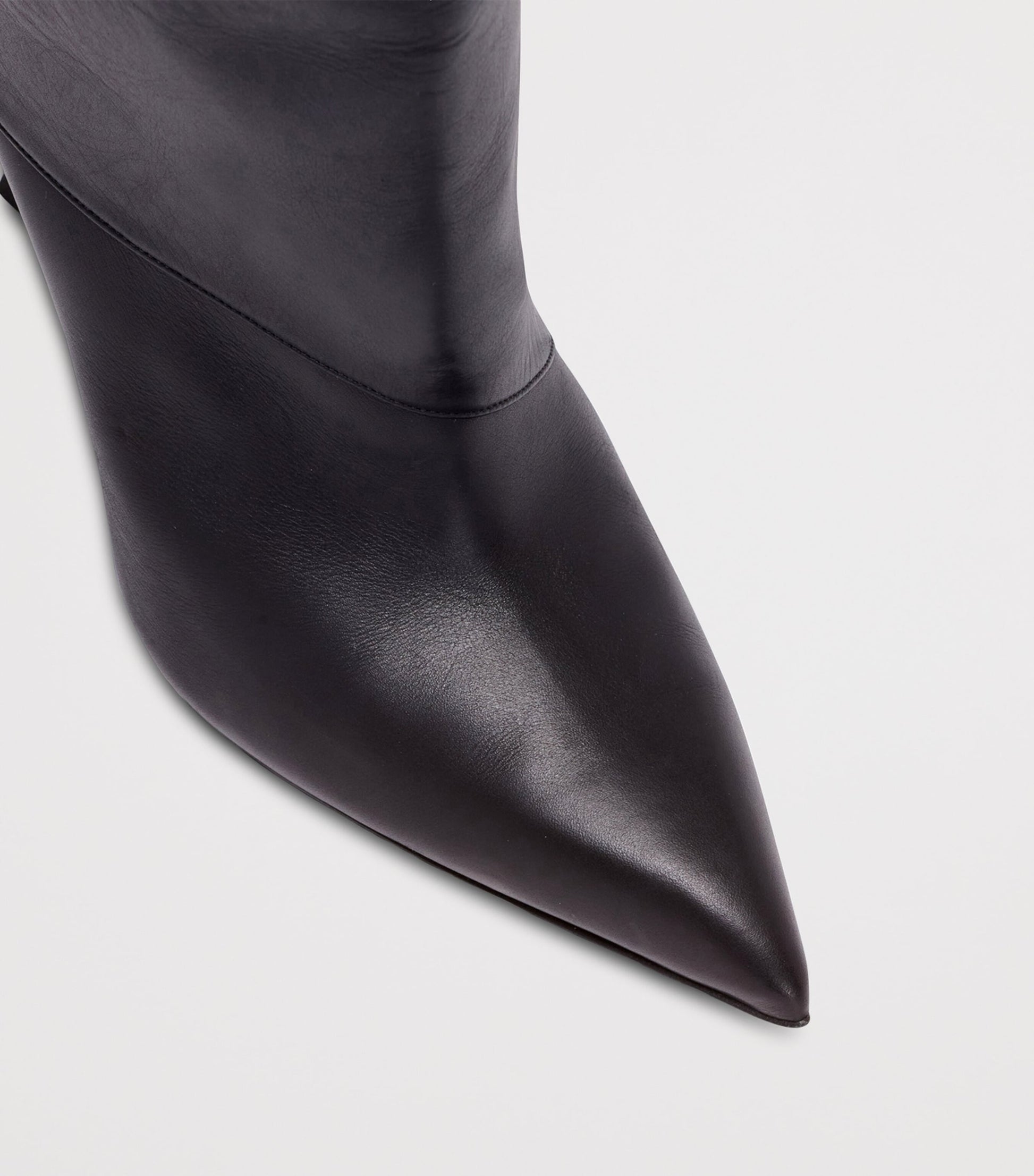 Black Leather Twist Heel Boots 95