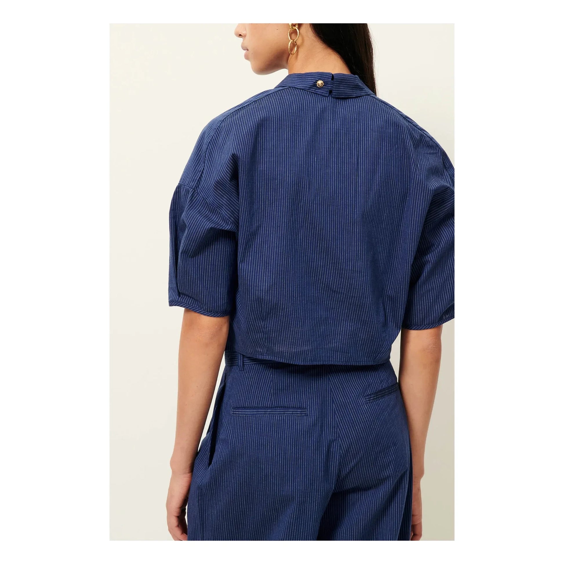 Sessùn - Cotton Stripes U Shirt | Navy blue