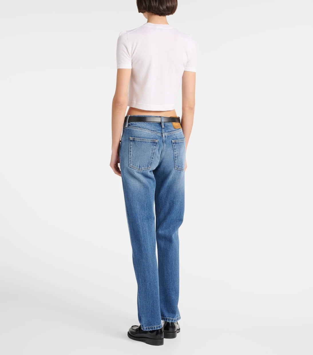 Prada - Logo cropped cashmere T-shirt