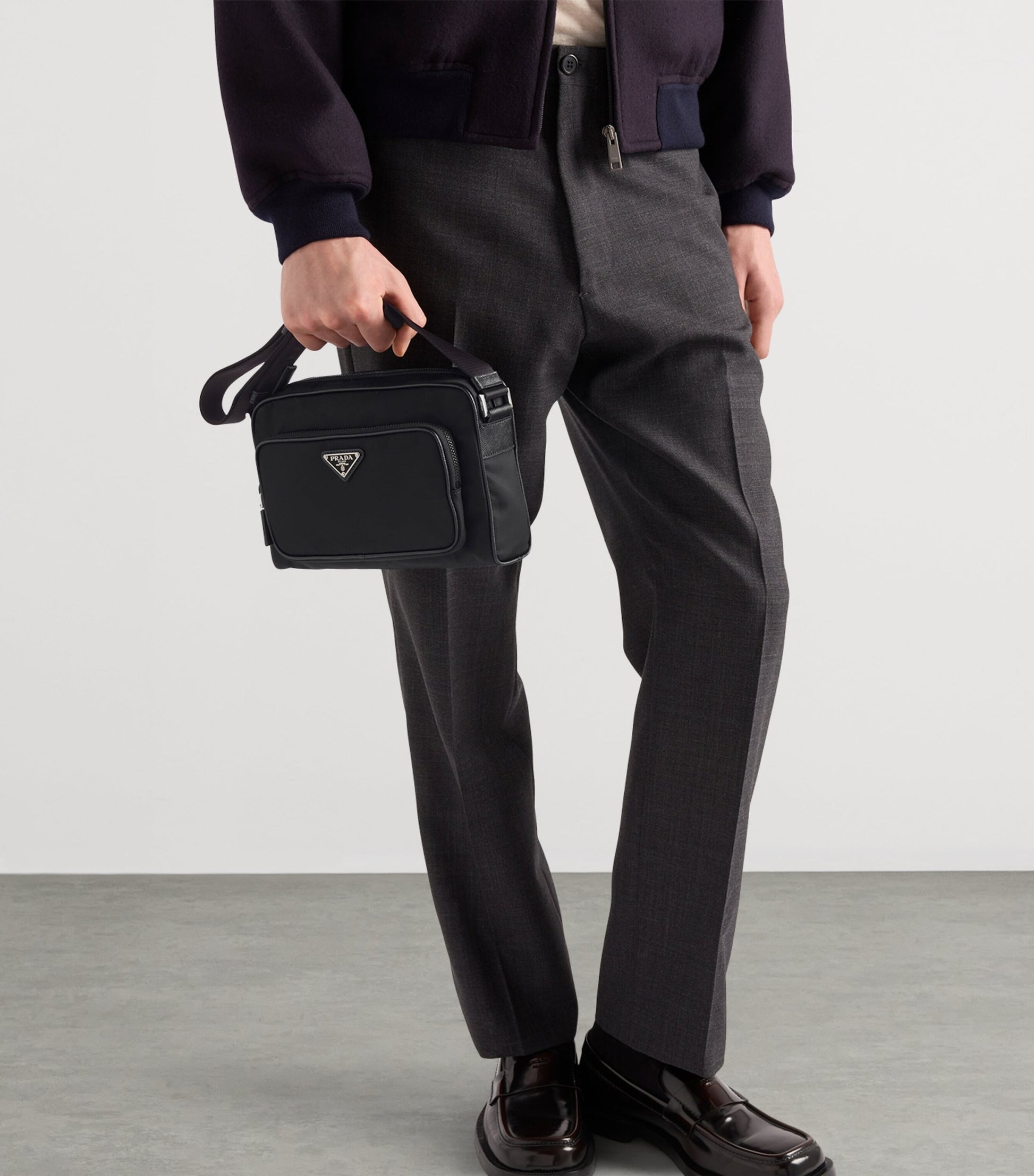 Prada Re-Nylon Saffiano Leather-Trim Shoulder Bag