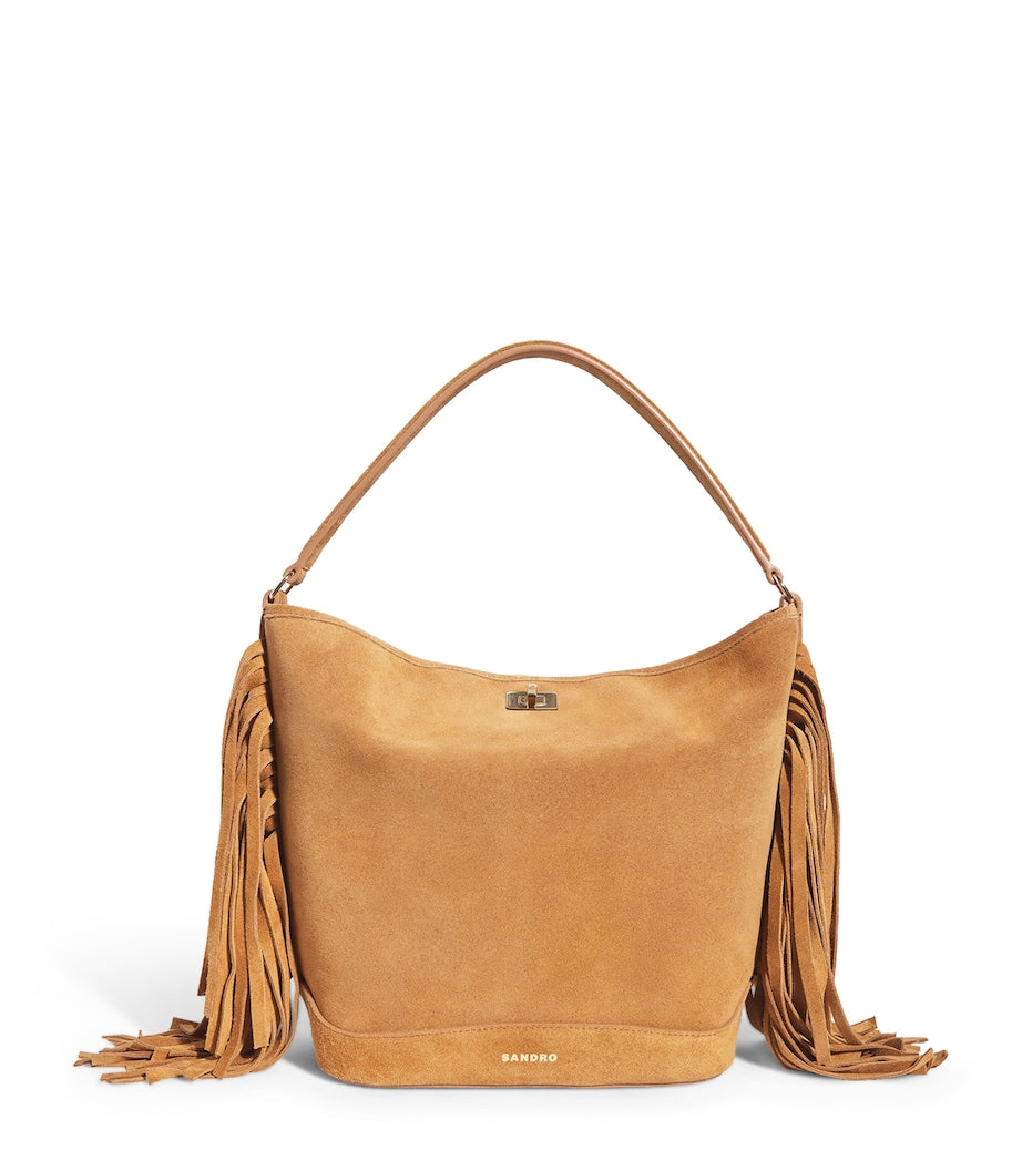 Beige Suede Tangoso Bucket Bag