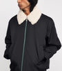 Black Faux Fur-Collar Bomber Jacket