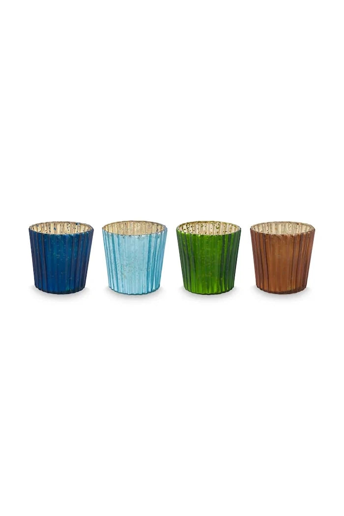 Декоративен свещник Pip Studio Glass Blue 7 x 7 cm (4 броя)