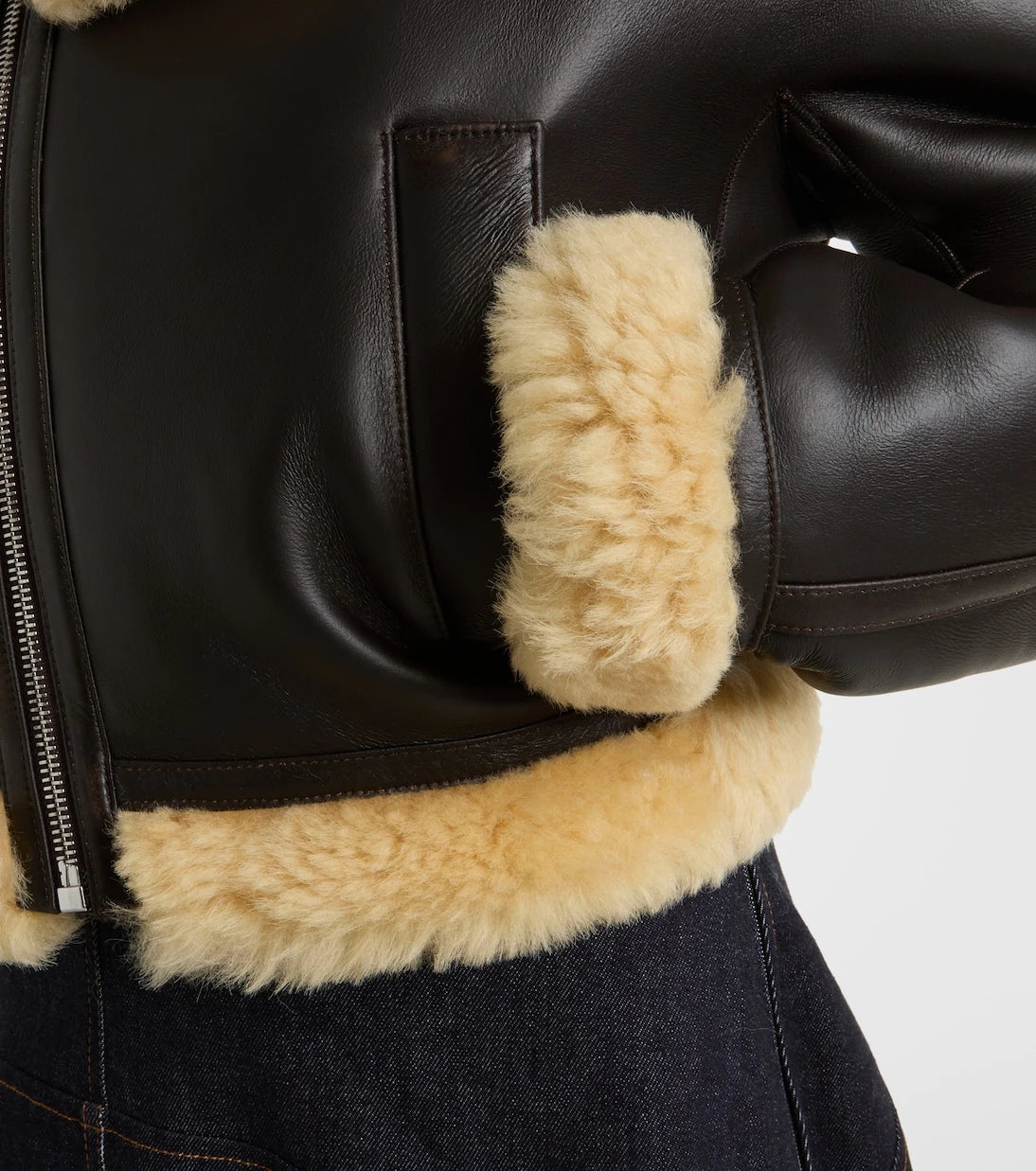 Jacquemus - Aviatore cropped shearling-trimmed leather jacket