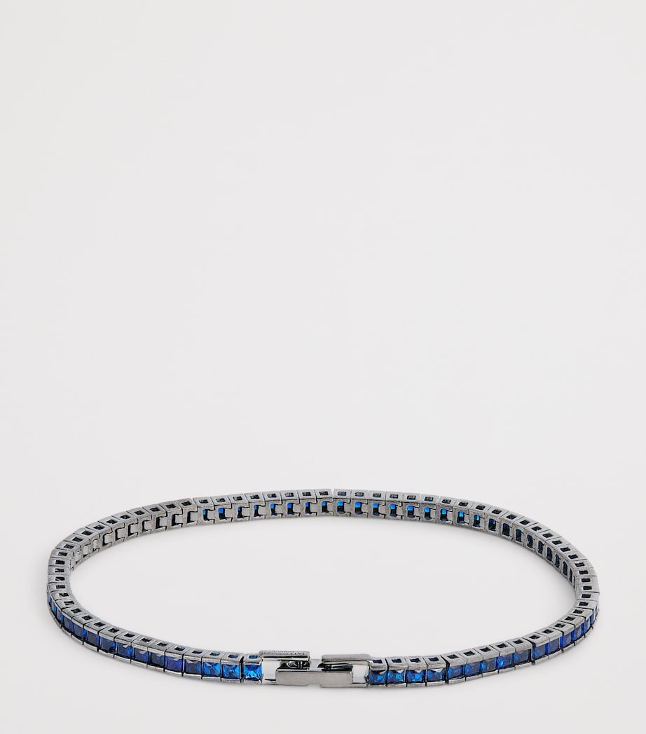 Rhodium-Plated Sterling Silver Quadro Tennis Bracelet