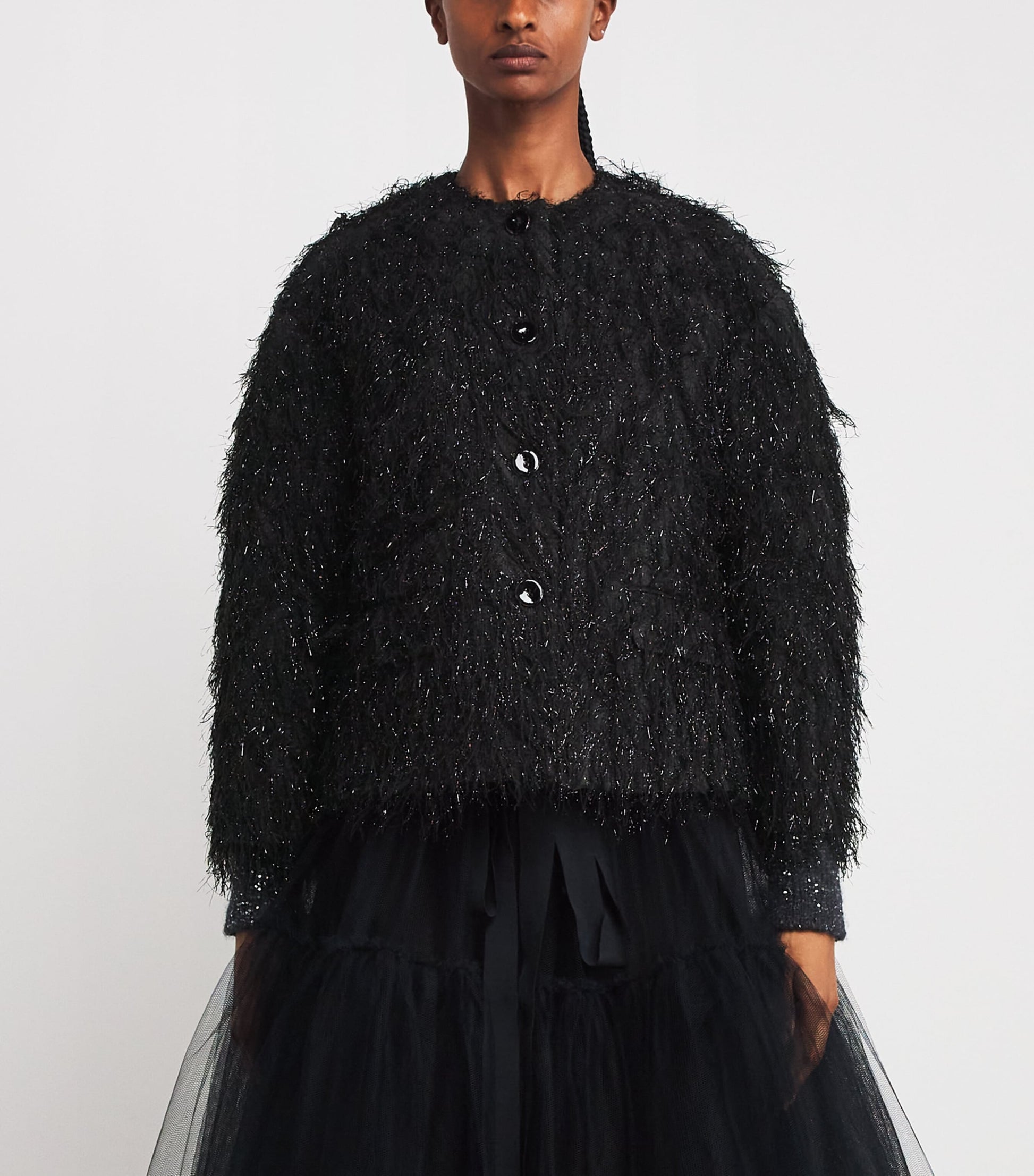 Erdem Black Fil Coupé Cropped Jacket