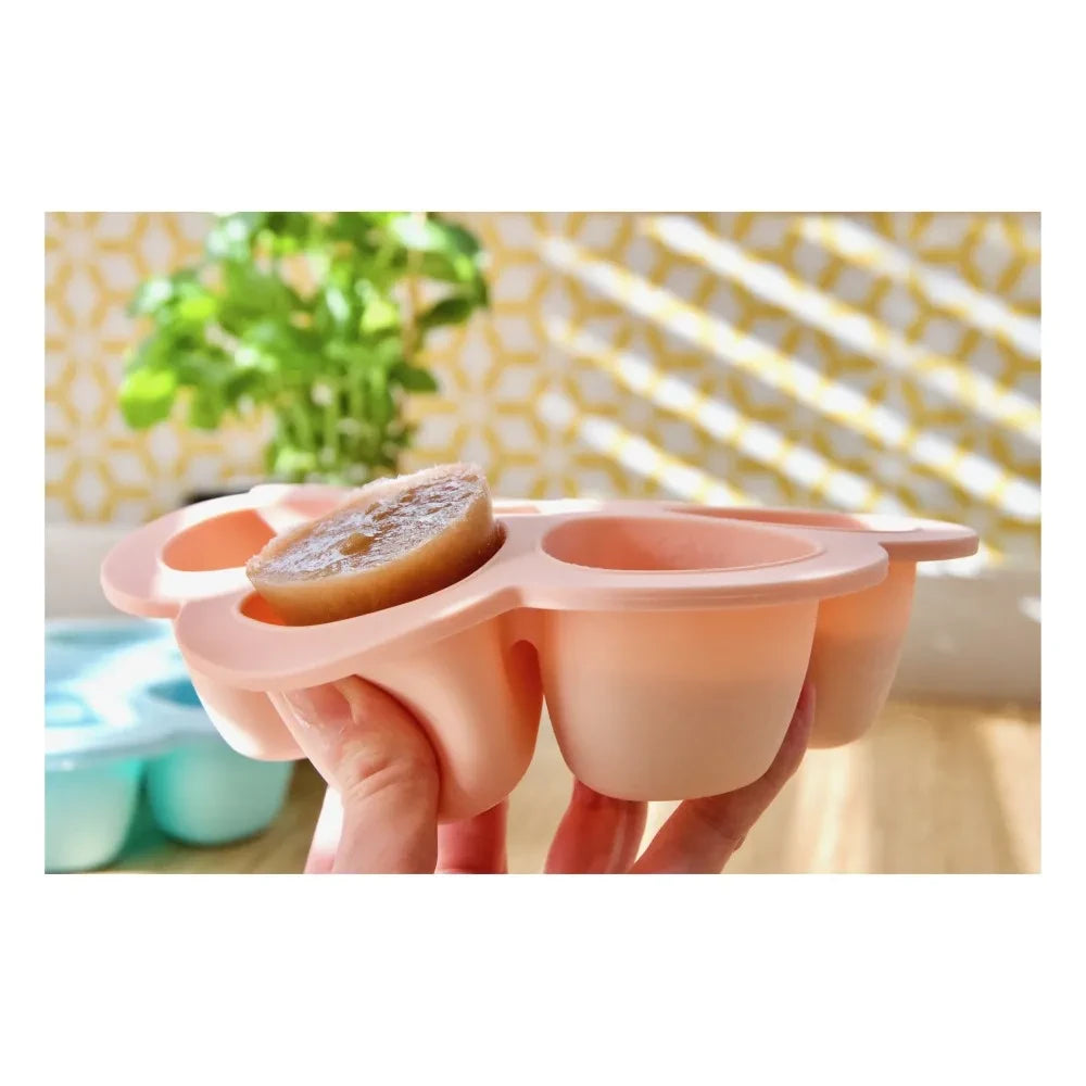 Béaba - Multiportion Silicon Plate 6x90ml | Pale Pink