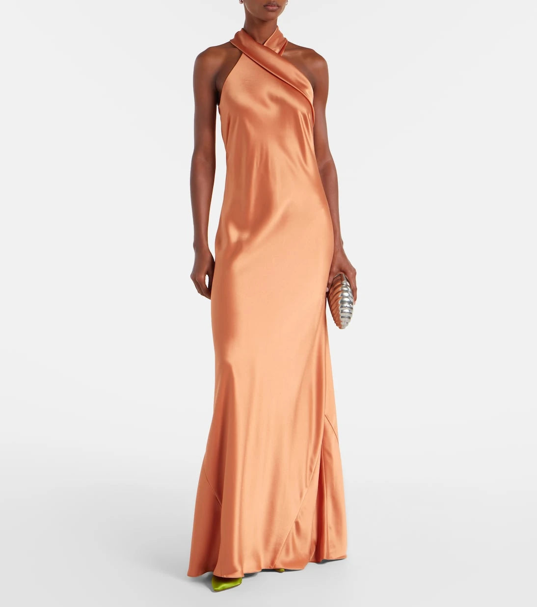 Galvan - Pandora halterneck satin gown