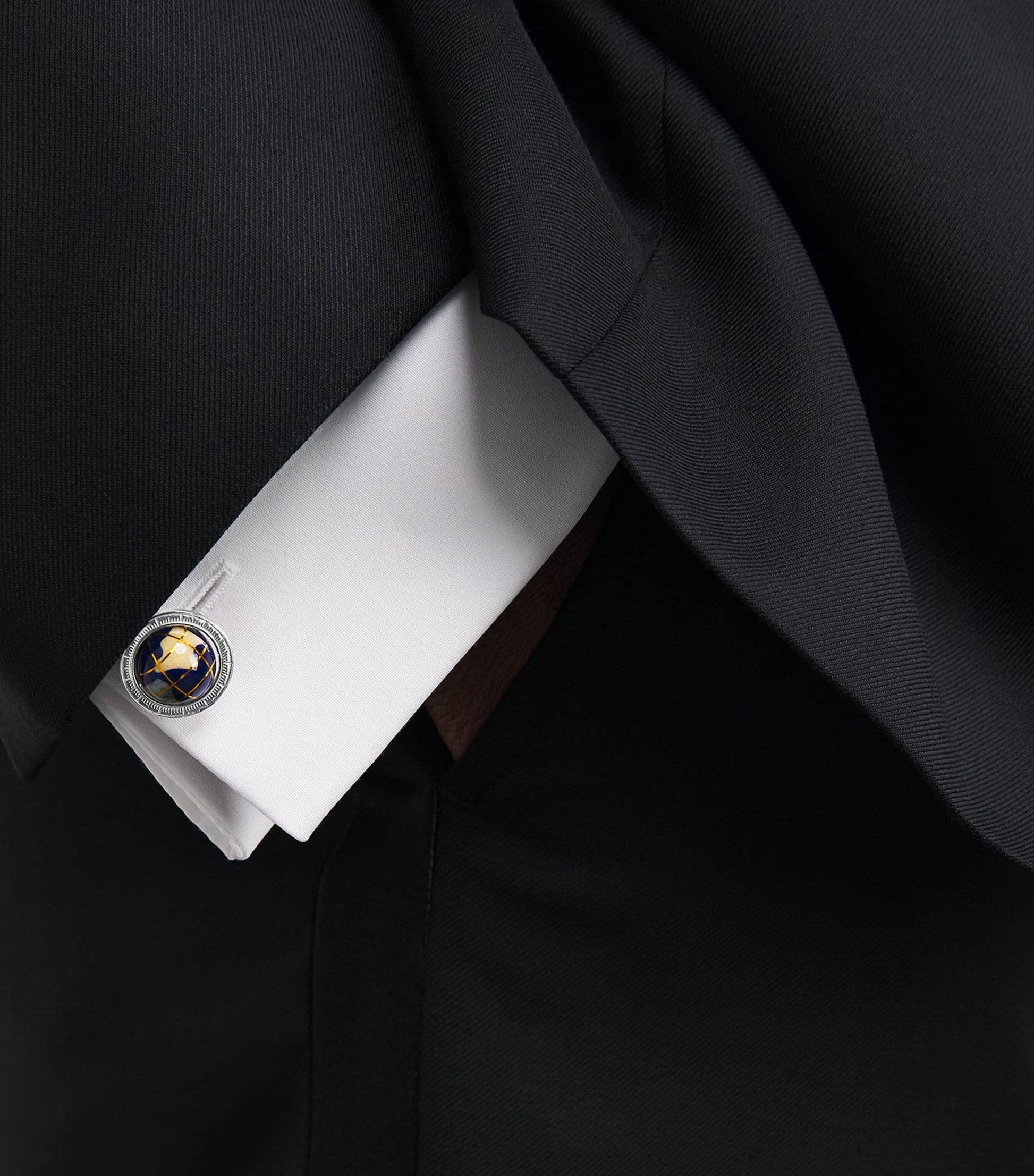 Sterling Silver and Lapis Lazuli Globe Cufflinks