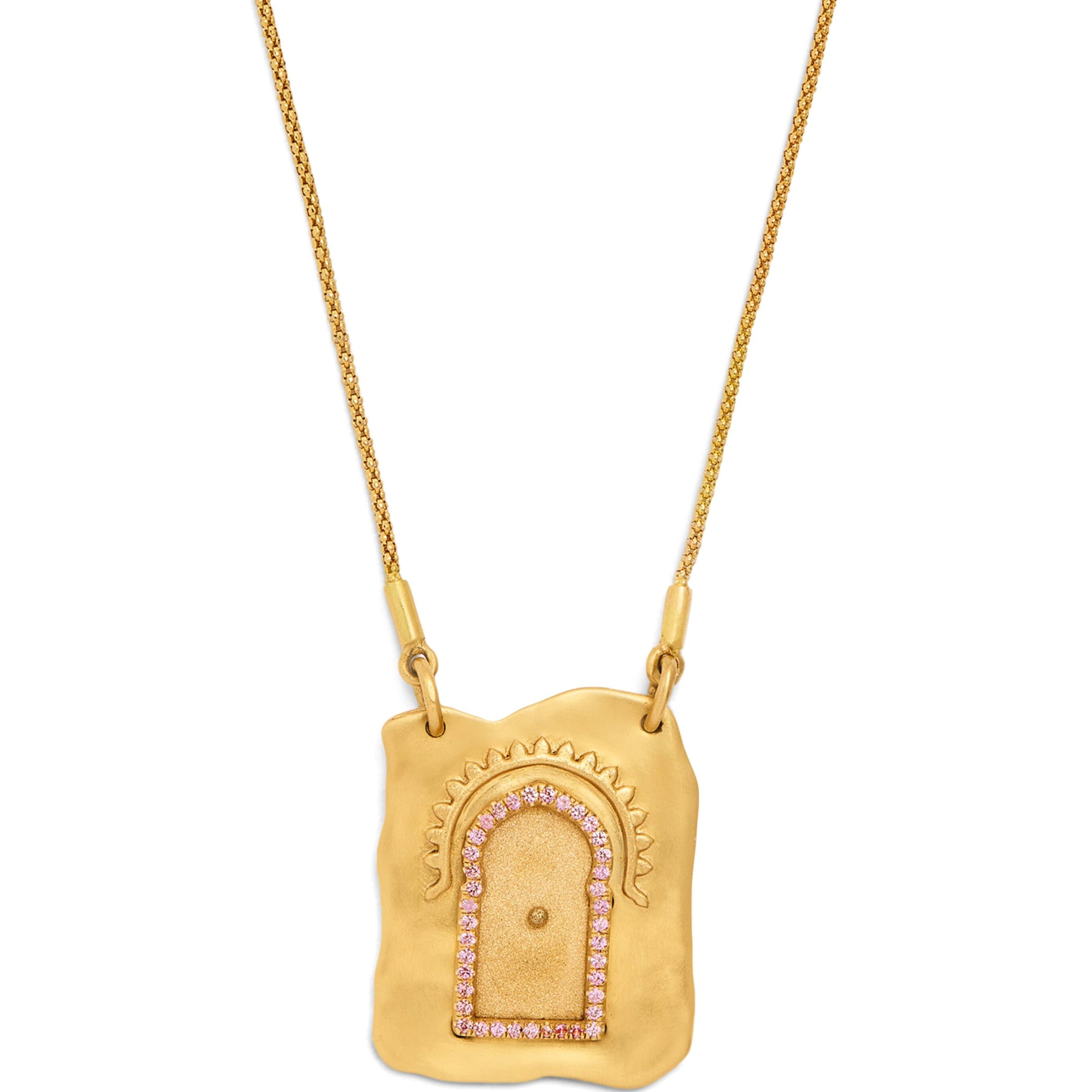 Nada Ghazal Yellow Gold and Pink Sapphire Doors of Self Love Necklace