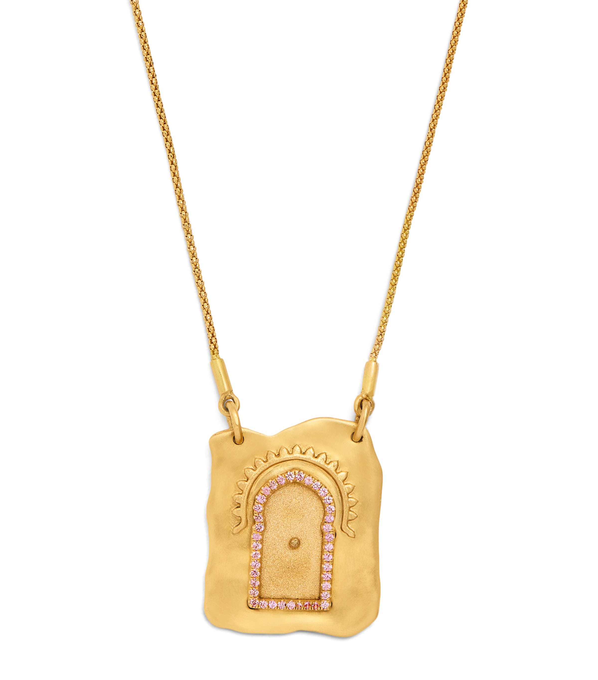 Nada Ghazal Yellow Gold and Pink Sapphire Doors of Self Love Necklace