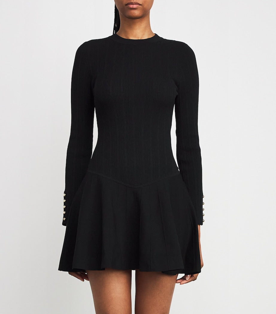 Claudie Pierlot Black Rib-Knit Mini Dress
