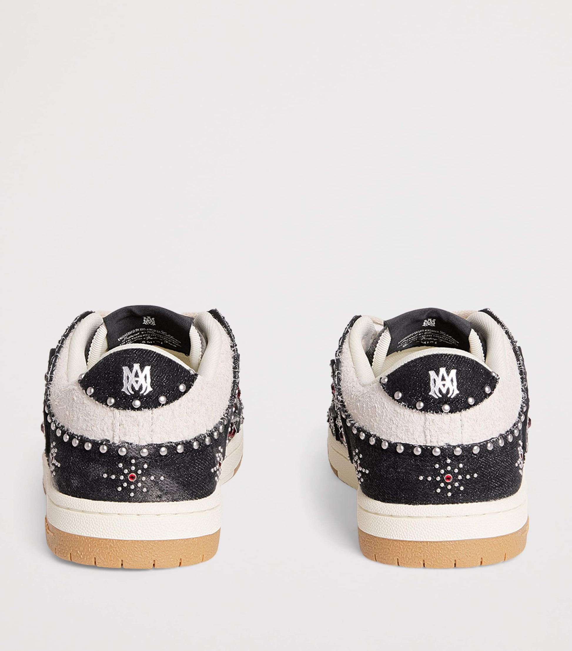 Denim-Suede Studded Skel Sneakers BLACK