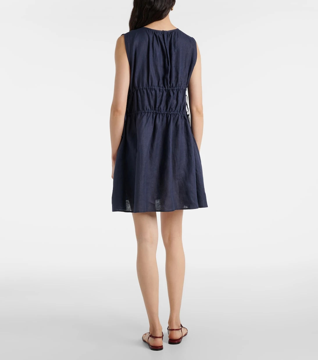 Asceno - Como gathered linen minidress