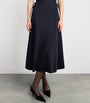 Max Mara Blue Virgin Wool Drawstring Midi Dress