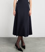 Max Mara Blue Virgin Wool Drawstring Midi Dress