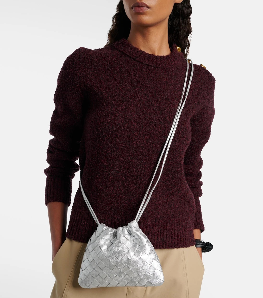 Bottega Veneta - Intrecciato Small metallic leather pouch