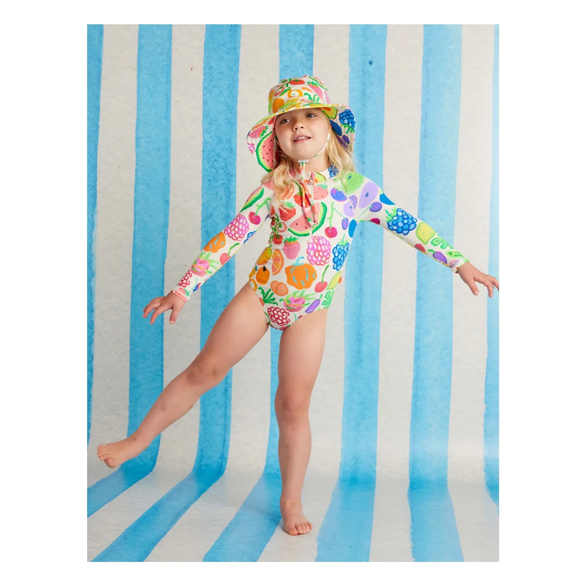 Halcyon Nights - Long Sleeve Swimsuit Fruits Recycled Fibers | Ecru