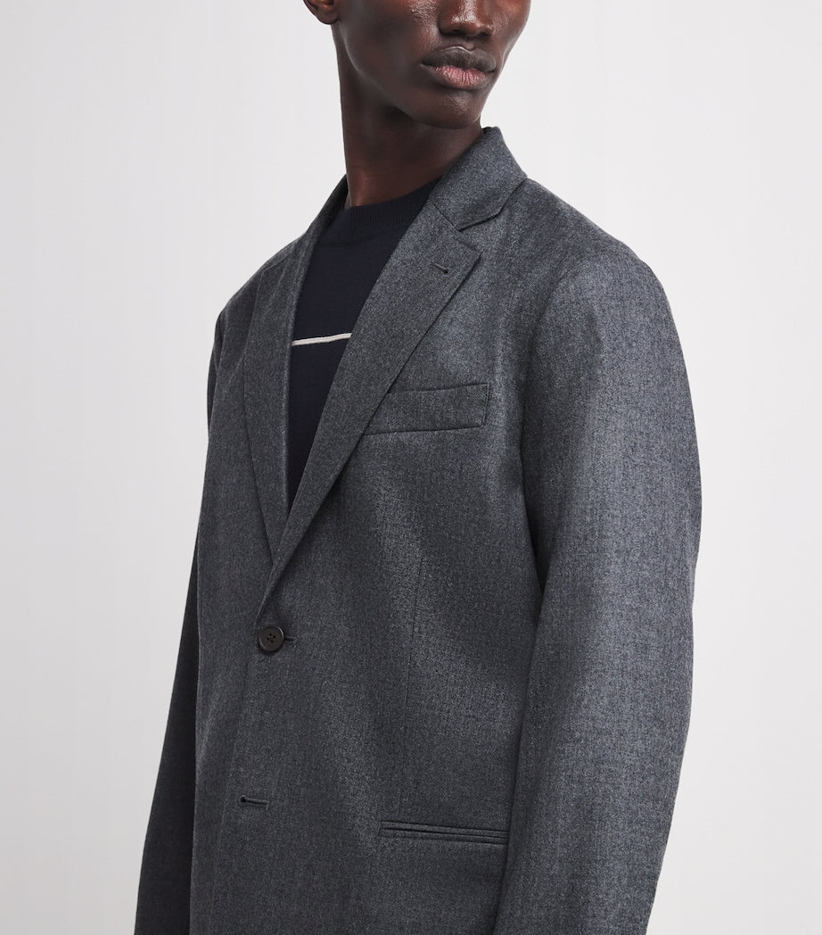 Emporio Armani Grey Virgin Wool Single-Breasted Blazer