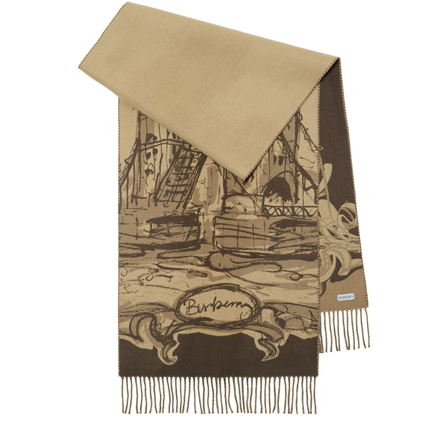 Beige Cashmere Tower Bridge Scarf