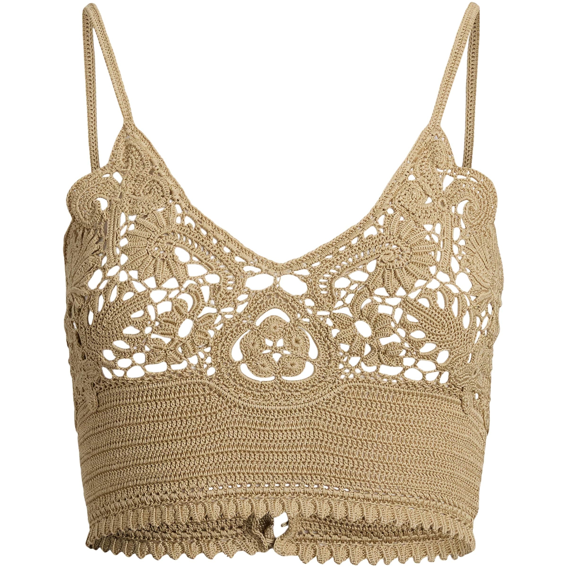 Ralph Lauren Collection Beige Silk Crochet Bralette