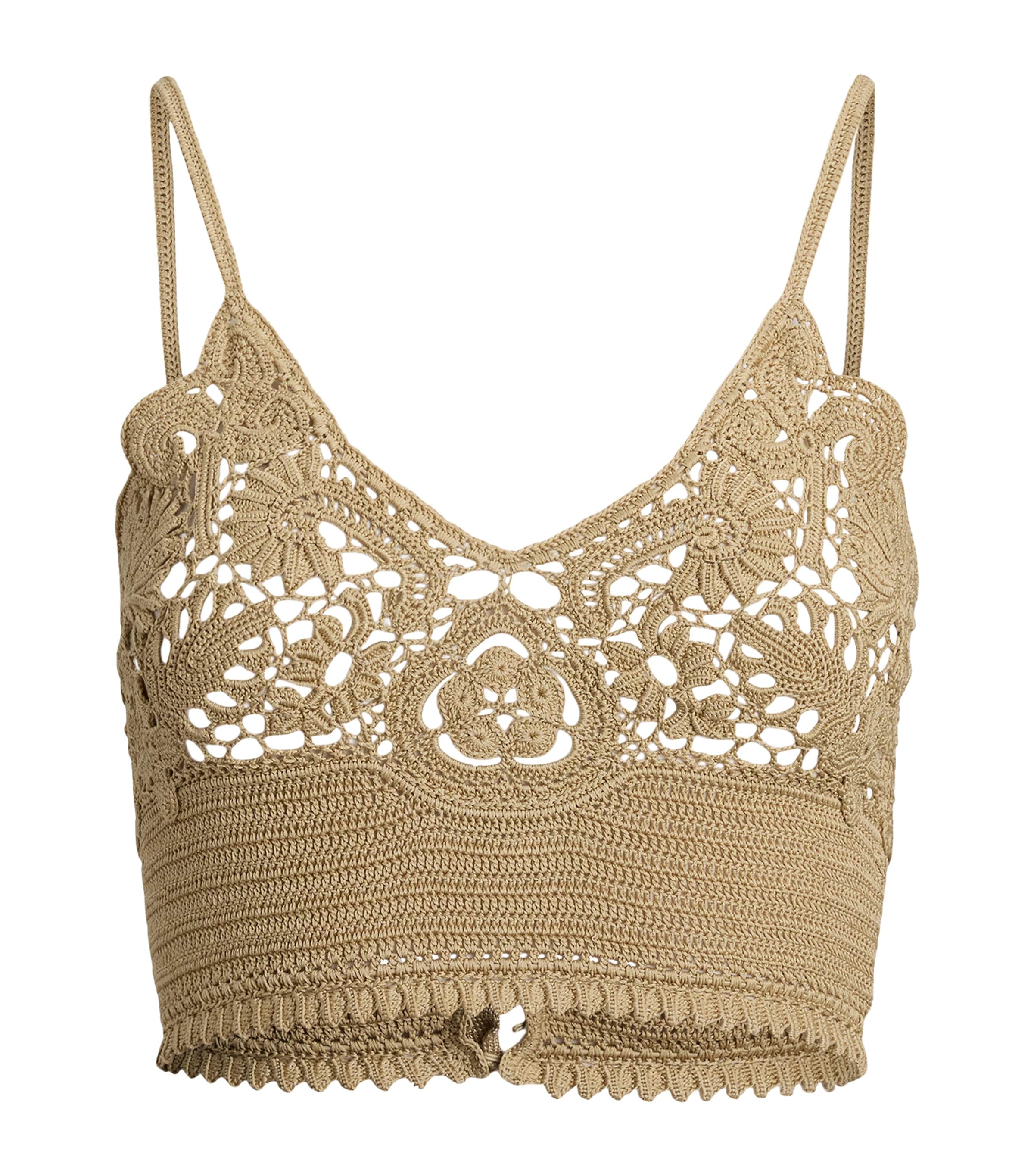 Ralph Lauren Collection Beige Silk Crochet Bralette