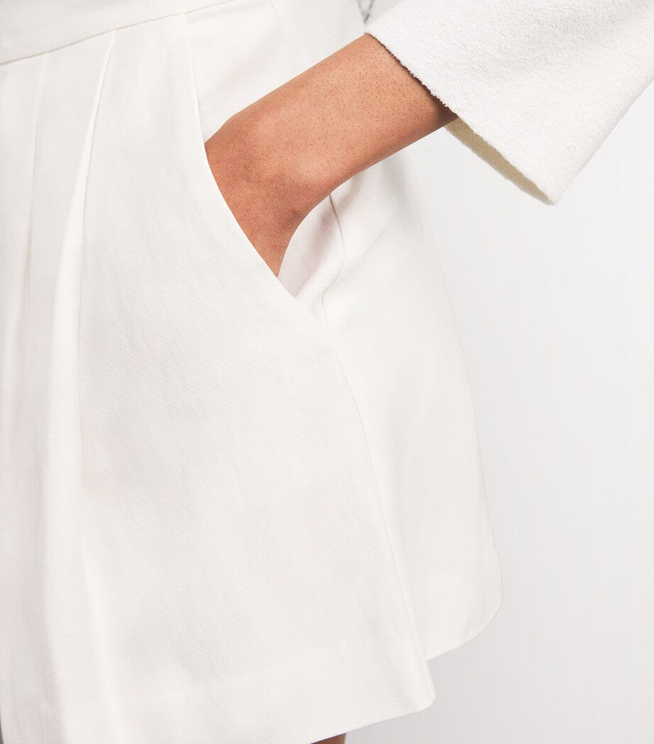 Maje White Pleated Tailored Shorts