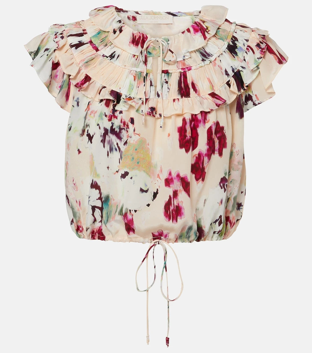 Ulla Johnson - Eleonore floral ruffled silk crop top