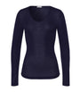 Navy Woolen Silk Long-Sleeve T-Shirt