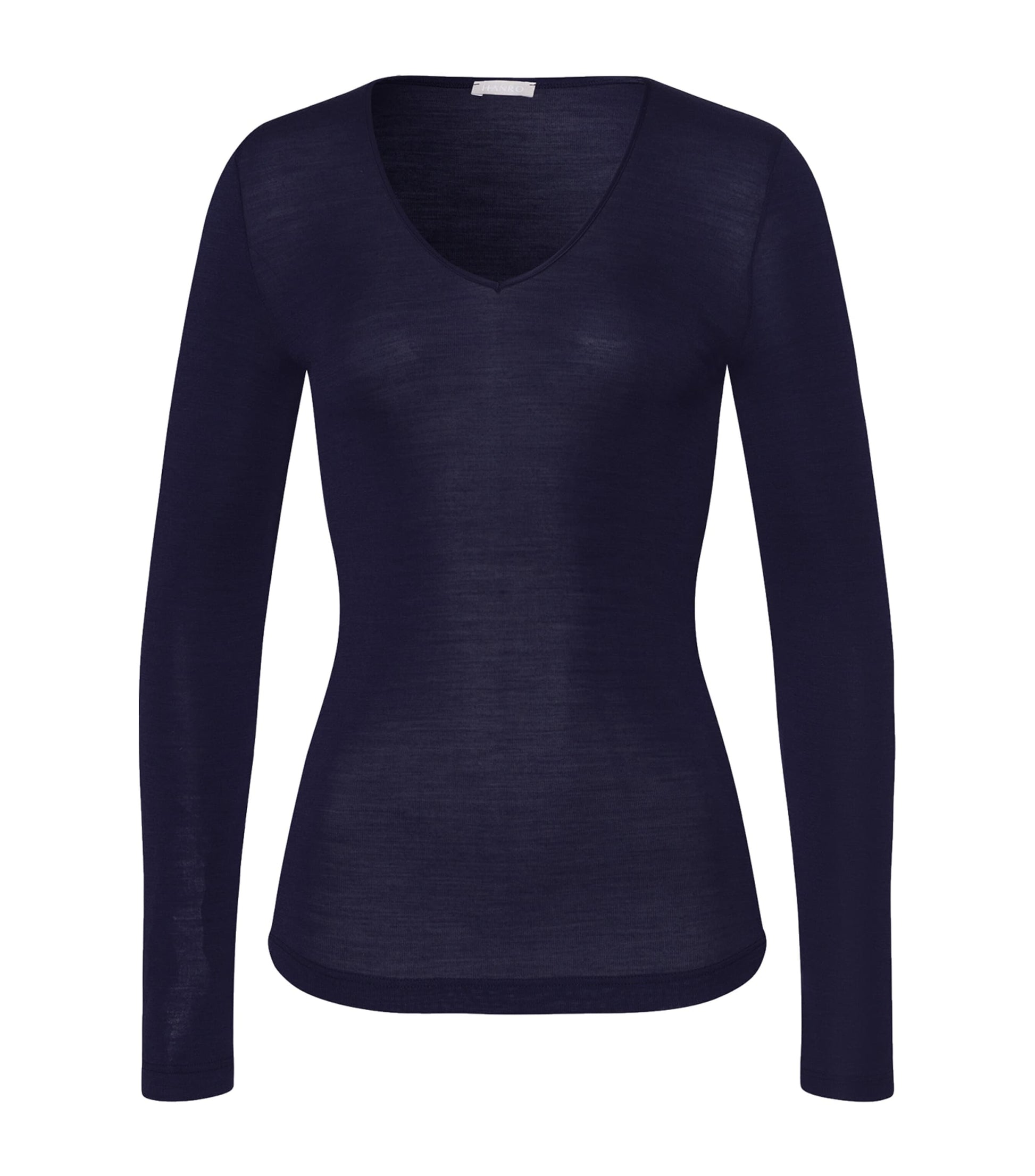 Navy Woolen Silk Long-Sleeve T-Shirt