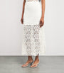 Maje White Cotton Crochet Maxi Skirt
