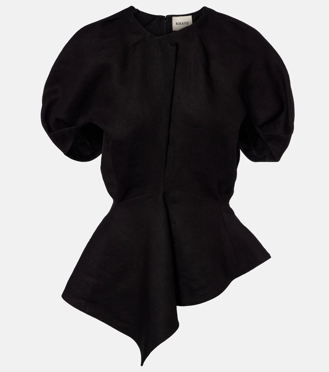 Khaite - Rumi peplum linen-blend top