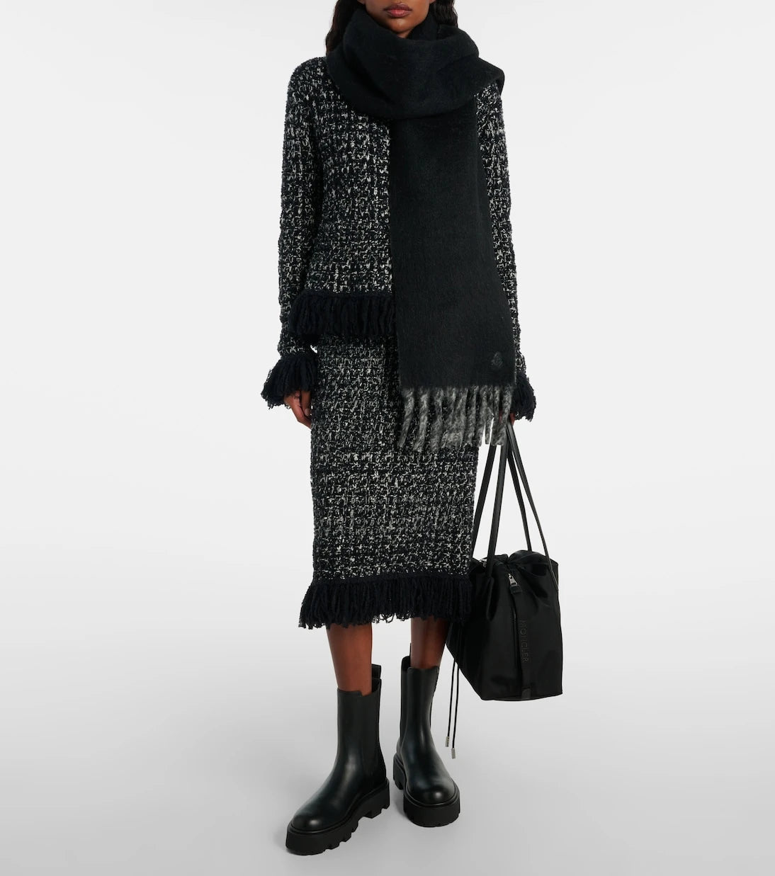 Moncler - Logo alpaca and wool-blend scarf