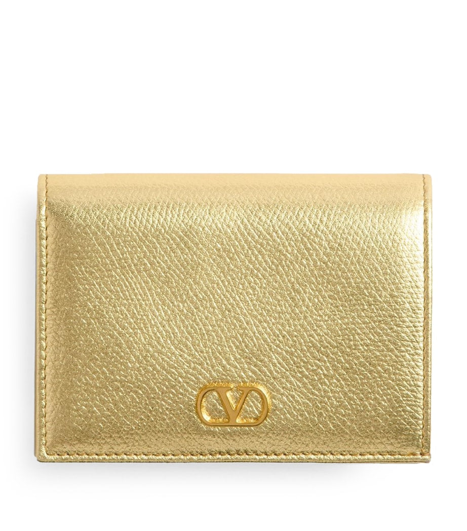 Valentino Garavani Gold Leather VLogo Signature Bifold Wallet