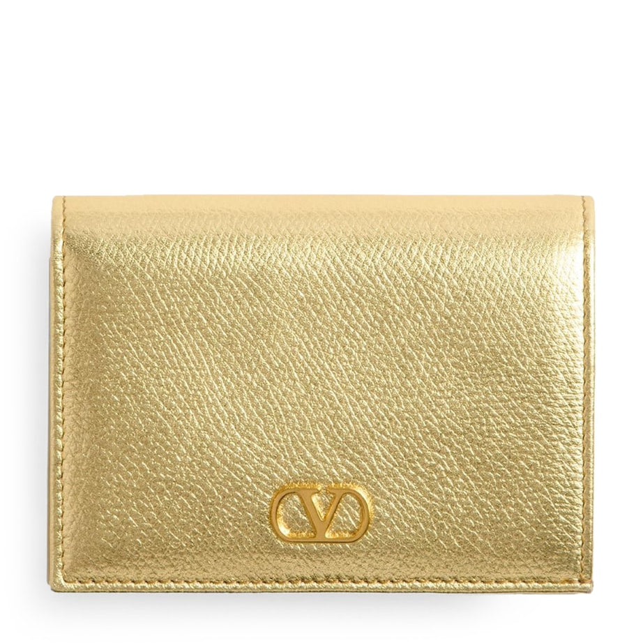 Valentino Garavani Gold Leather VLogo Signature Bifold Wallet