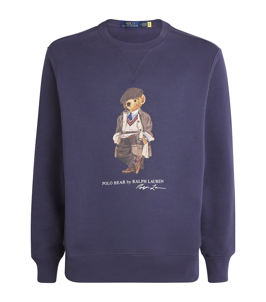 Blue Cotton-Blend Heritage Polo Bear Sweatshirt