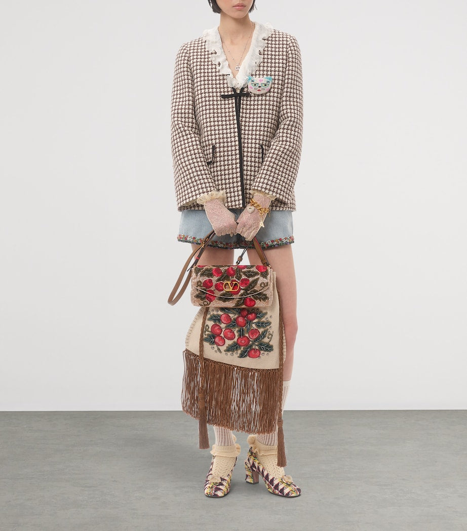 Valentino Garavani Multi Silk Vain Cherry Clutch Bag