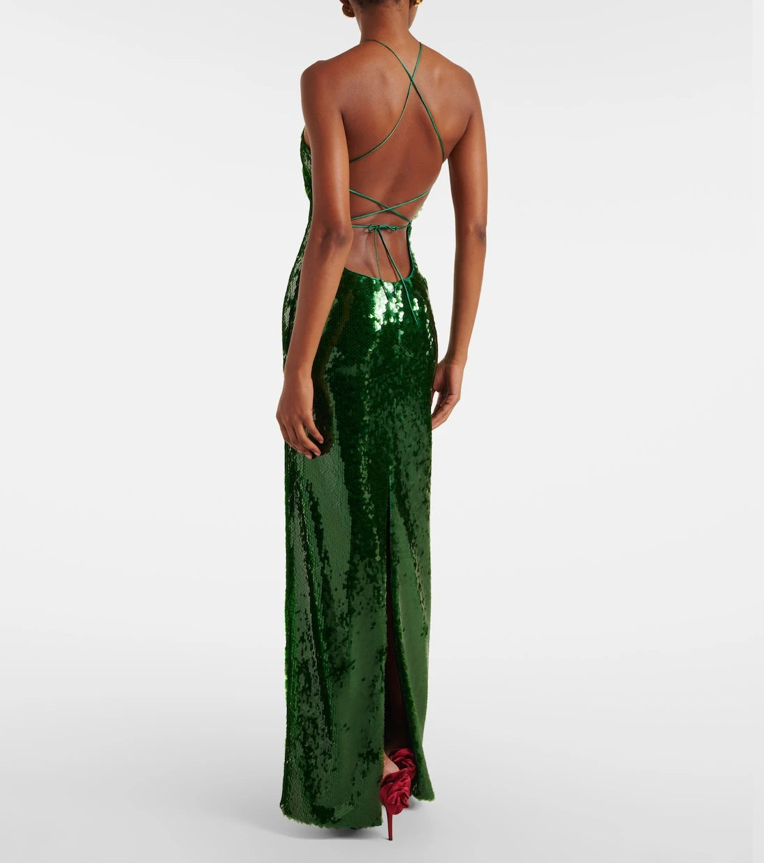 Magda Butrym - Floral-appliqué sequined halterneck gown