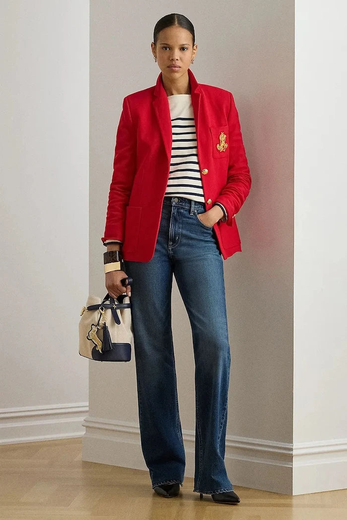 Lauren Ralph Lauren tek düğmeli kadın pamuk elastan ceket