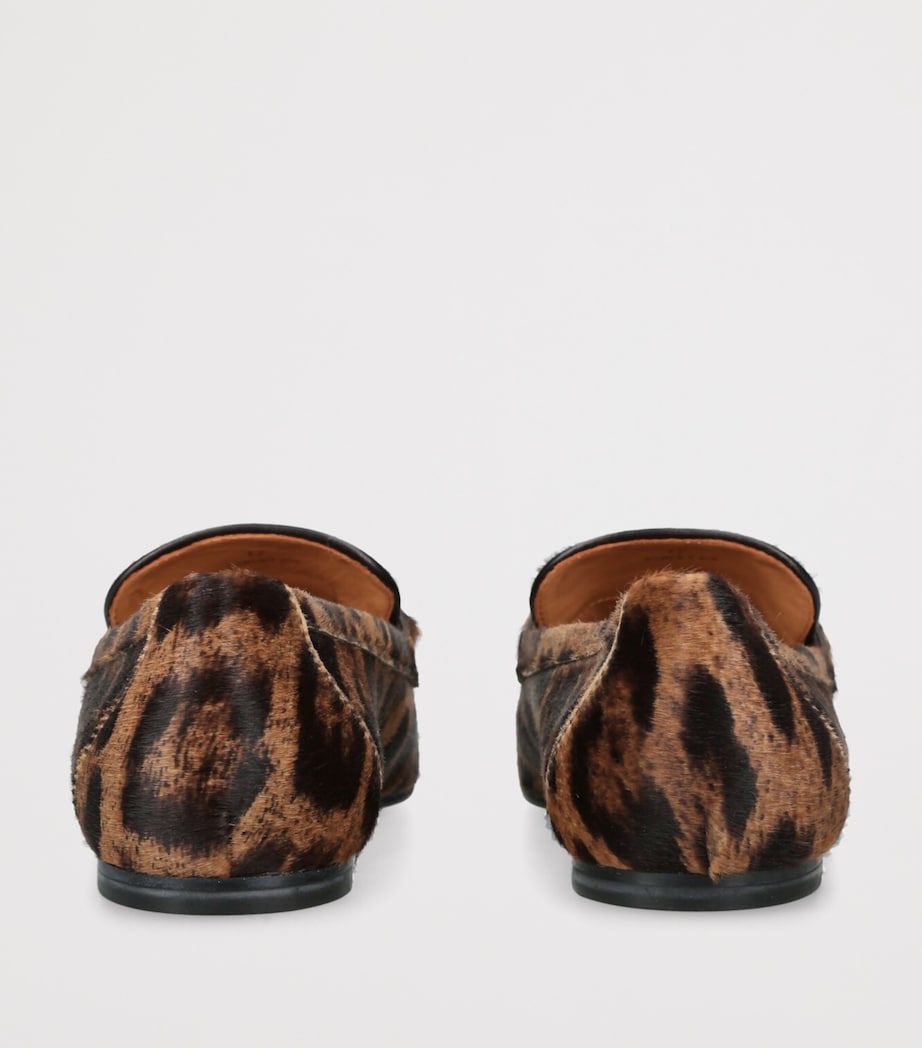 Tod's Brown Ponyhair Leopard Baretta Moccasins