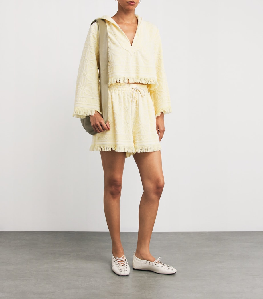 Yellow Cotton Towelling Coco Cropped Hoodie
