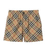 Beige Twill Check Shorts