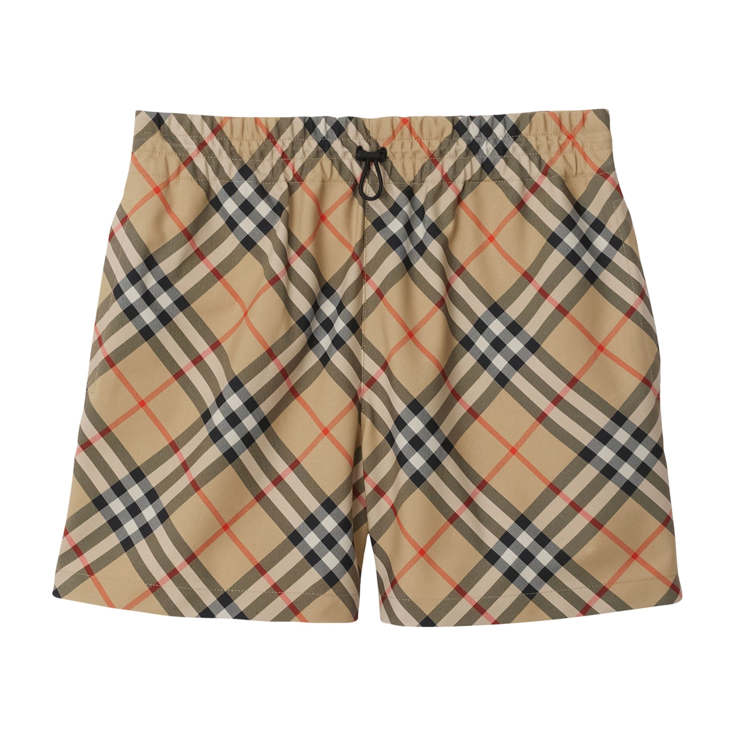 Beige Twill Check Shorts