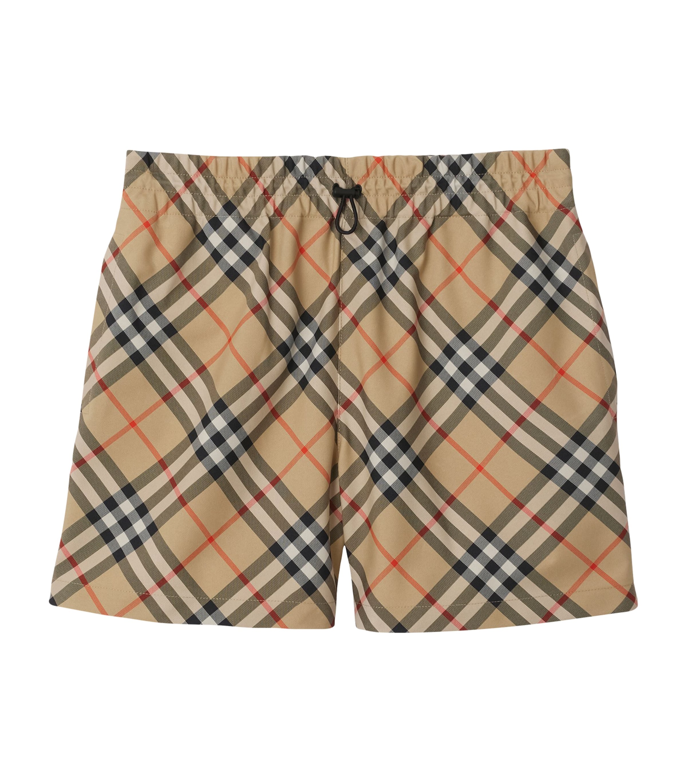 Beige Twill Check Shorts
