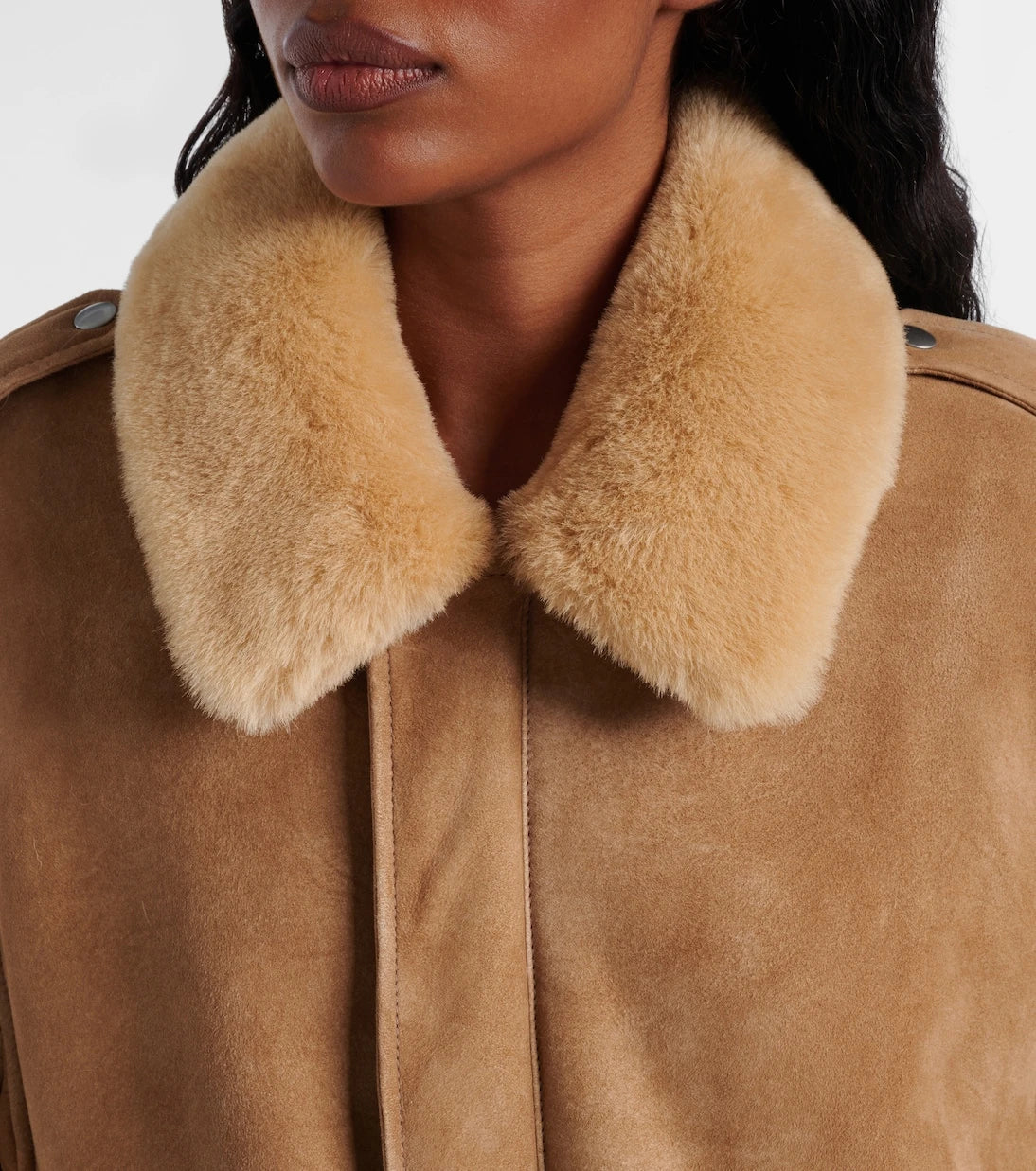Prada - Shearling-trimmed suede jacket
