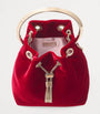 Jimmy Choo Red Bon Bon Velvet Bucket Bag