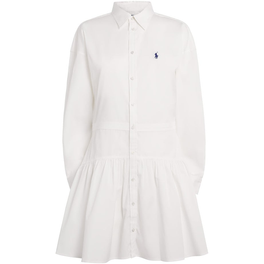 Polo Pony Shirt Mini Dress WHITE