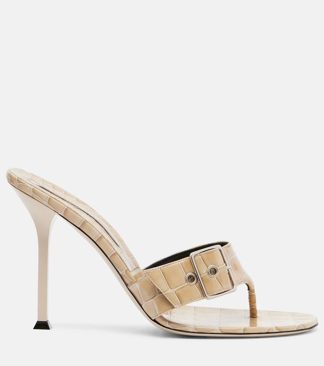 Christen - Helix 95 croc-effect patent leather mules